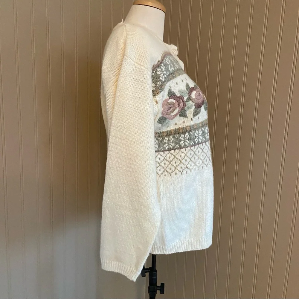 Vintage Cottagecore Granny Sweater Ramie Blend Women’s Size Small-Medium - Picture 4 of 9